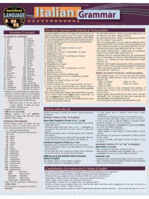 Italian Grammar A Quickstudy Laminated Language Reference Guide