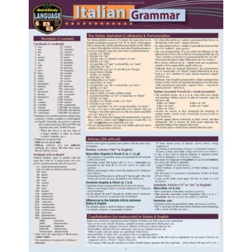 Italian Grammar A Quickstudy Laminated Language Reference Guide
