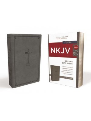 NKJV, Deluxe Gift Bible, Leathersoft, Gray, Red Letter, Comfort Print Holy Bible, New King James Version