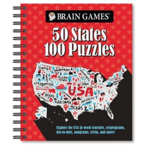 Brain Games - 50 States 100 Puzzles Explore the USA in Word Searches, Cryptograms, Dot-To-Dots, Anagrams, Trivia, and More! - Brain Games