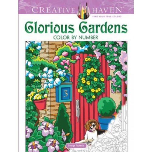 Creative Haven Glorious Gardens Color by Number Coloring Book - Creative Haven