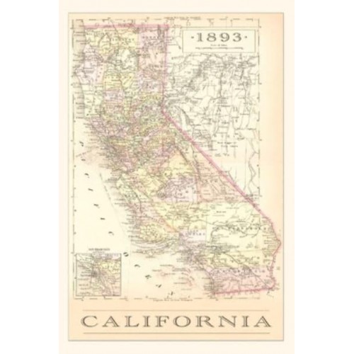 The Vintage Journal 1893 Map of California - Pocket Sized - Found Image Press Journals