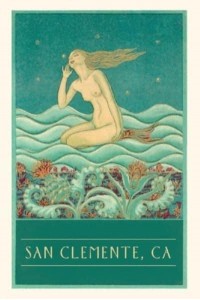 Vintage Journal Mermaid Listening to Stars, San Clemente - Pocket Sized - Found Image Press Journals