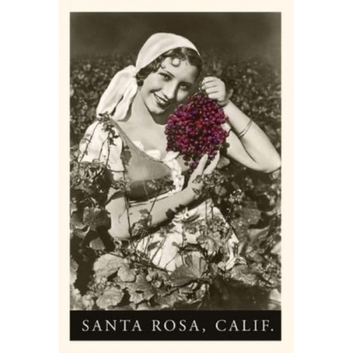 Vintage Journal Santa Rosa, California, Woman With Grapes - Pocket Sized - Found Image Press Journals