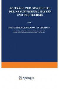 Beitrage Zur Geschichte Der Naturwissenschaften Und Der Technik