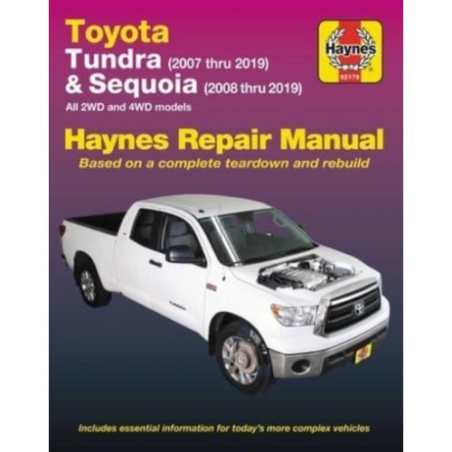 Toyota Tundra (2007 Thru 2019) and Sequoia (2008 Thru 2019) All 2Wd and 4WD Models